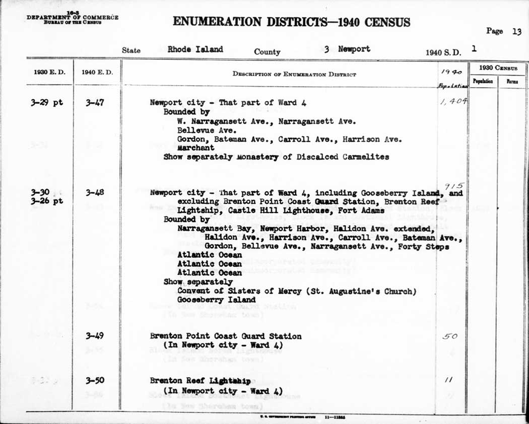1940 Brenton Reef Lightship Census